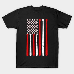 American Flag Baseball Red White Blue 4th of July Boys Men T-Shirt